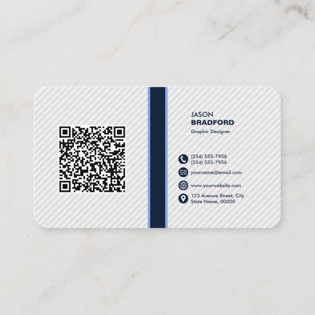 Carte De Visite Code QR moderne professionnel personnalisé Bu pers (Dos)