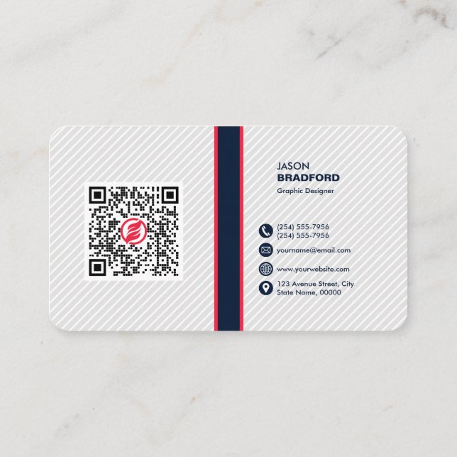 Carte De Visite Code QR moderne professionnel personnalisé Bu pers (Dos)