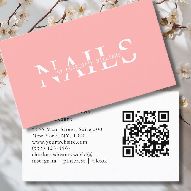 Carte De Visite Code QR moderne, rose (Modern, Pink, QR Code Business Card
Modern, Pink, QR Code Business Card. Perfect for Beauty, Nails, )