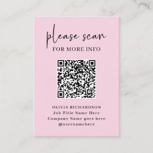Carte De Visite Code QR moderne simple avec Logo Retour   Rose pâl