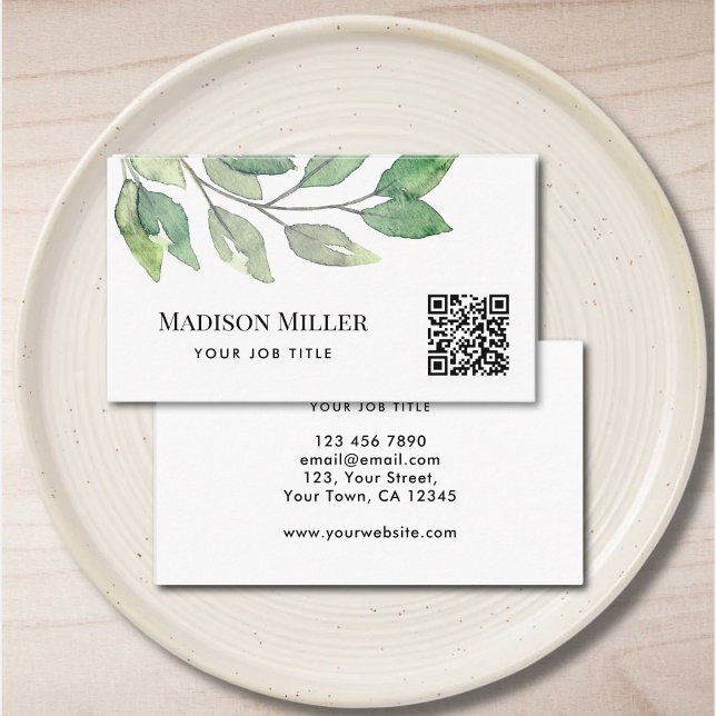 Carte De Visite Code QR Modernité végétale  (Créateur téléchargé)