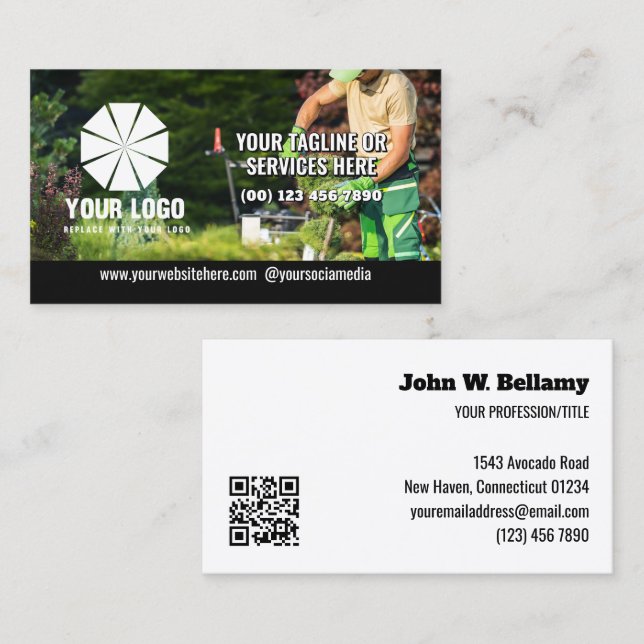 Carte De Visite Code QR modifiable de superposition de logo de slo (Devant / Derrière)