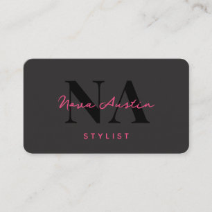 Carte De Visite Code QR Monogram Luxe Tendance Esthétique Rose Cha
