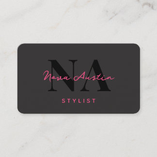 Carte De Visite Code QR Monogram Luxe Tendance Esthétique Rose Cha
