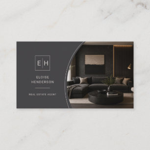 Carte De Visite Code QR monogramme d'agent immobilier de luxe
