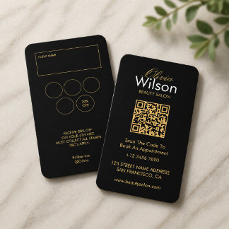 Carte De Visite Code QR monogrammé de salon de beauté élégant mode