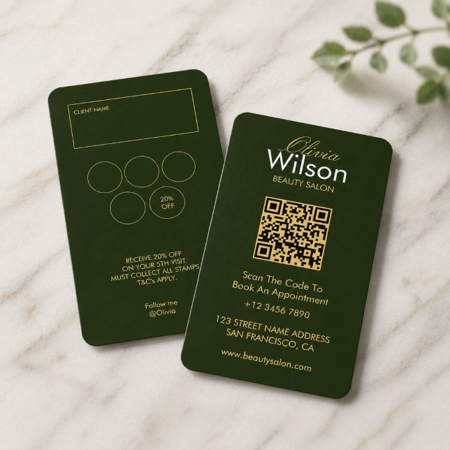 Carte De Visite Code QR monogrammé de salon de beauté élégant mode (Créateur téléchargé)