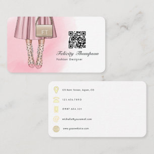 Carte De Visite Code QR Monogramme du Créateur de Mode