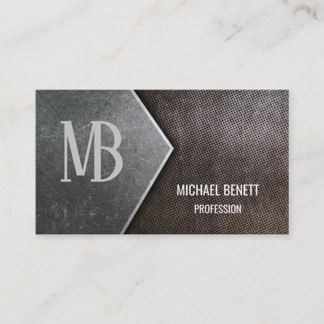 Carte De Visite Code QR | Monogramme en acier (Devant)