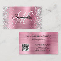 Code QR Monogramme Papier D'argent Rose