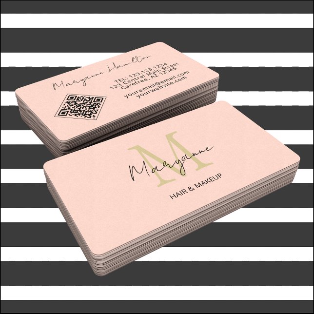 Carte De Visite Code QR Monogramme pêche (Créateur téléchargé)