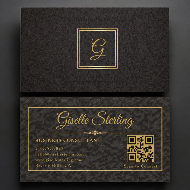 Carte De Visite Code QR monogrammé pour consultant en entreprise (Créateur téléchargé)