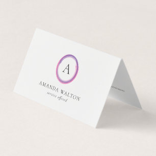 Carte De Visite Code QR Monogramme Rose et Violet Moderne