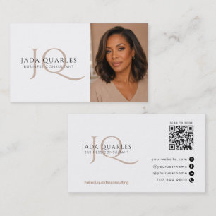 Carte De Visite Code QR Monogramme Thérapeute de Massage Minimalis