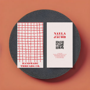 Carte De Visite Code QR Motif en rouge gras pour fabrication artis