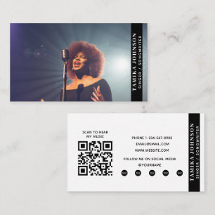 Carte De Visite Code QR musicien chanteur auteur-compositeur Horiz