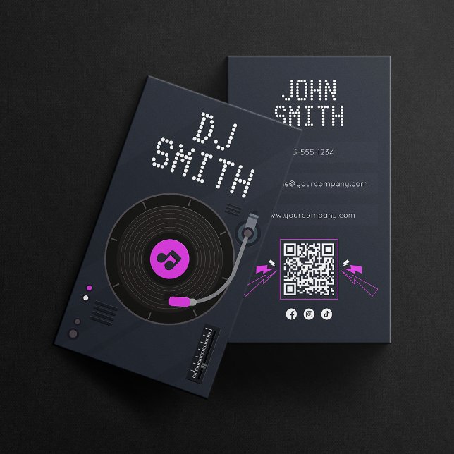 Carte De Visite Code QR Musique DJ Chanteur DJs Vinyle Deejay Mode (Créateur téléchargé)