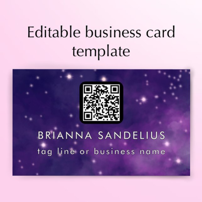 Carte De Visite Code QR Nébuleuse Moderne Unique Personnalisé (Personalize this unique nebula business card template. Editable modern cool.)
