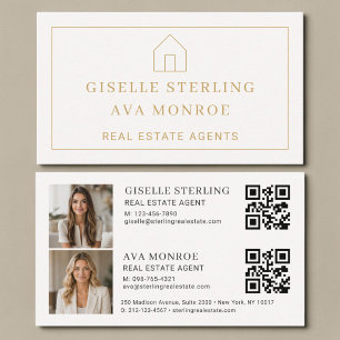 Carte De Visite Code QR neutre pour double agent immobilier avec d