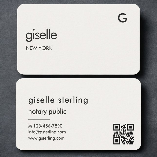 Carte De Visite Code QR neutre pour notaire public  (Créateur téléchargé)