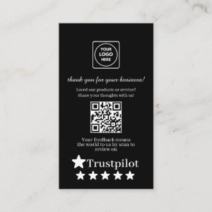 Carte De Visite Code QR noir   Avis Trustpilot Merci personnalisé