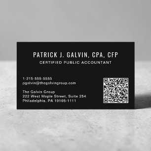 Carte De Visite Code QR noir comptable CPA