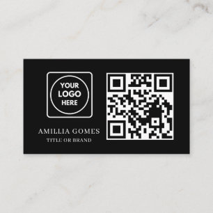 Carte De Visite Code QR noir   Contact personnalisé moderne minima