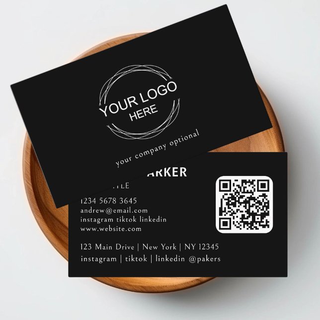 Carte De Visite Code QR noir et blanc (QR Code Black & White Business Card)