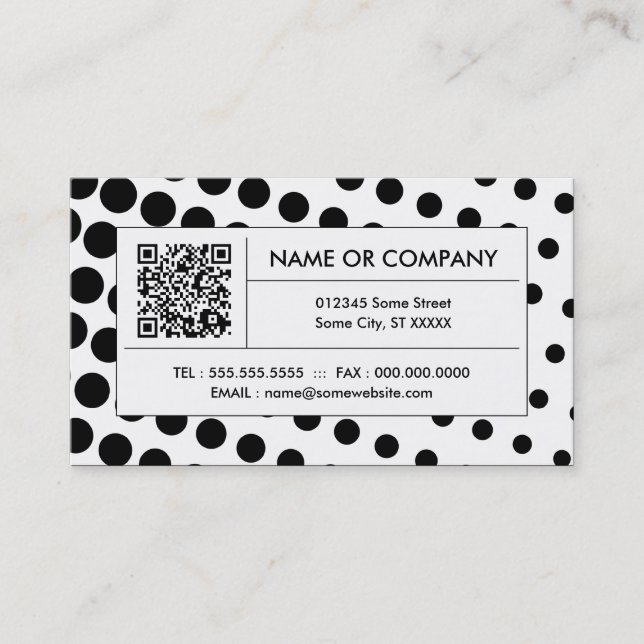 Carte De Visite code QR noir et blanc demi-ton (Devant)