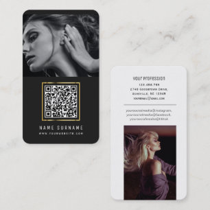 Carte De Visite Code QR noir et blanc médias sociaux photos moder