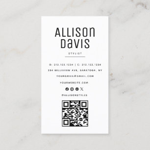 Carte De Visite Code QR noir et Marbre blanc