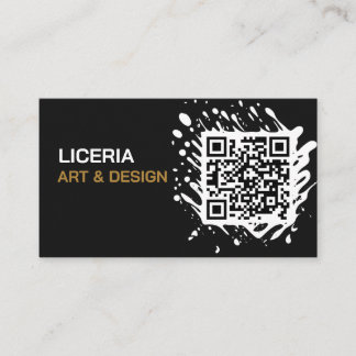 Carte De Visite Code QR noir et or minimaliste élégant moderne