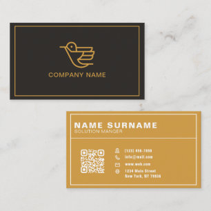 Carte De Visite Code QR Noir et Or Moderne Professionnel