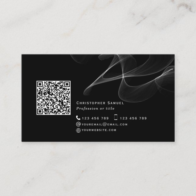Carte De Visite Code QR noir médias sociaux simples et modernes ab (Devant)