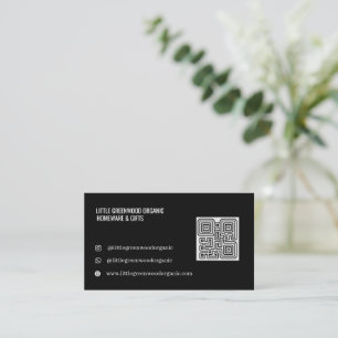 Carte de visite Code QR   Noir Minimaliste Moderne