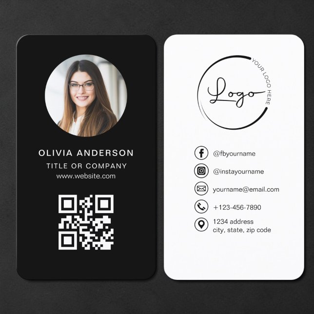 Carte De Visite Code QR noir photo (Créateur téléchargé)