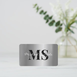 Carte De Visite Code QR Nom Calligraphie Script Luxe Argent