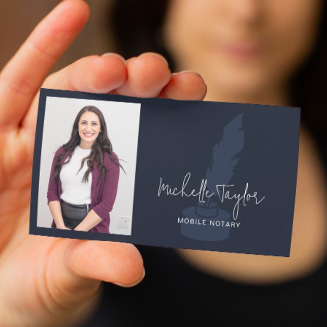 Carte De Visite Code QR Nota Mobile de la marine moderne (Business Card with Notary Logo Design)