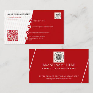 Carte De Visite Code QR officiel rouge moderne professionnel