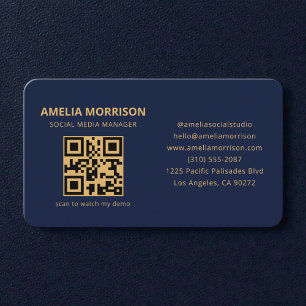 Carte De Visite Code QR Or Bleu Marine