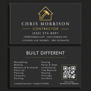 Carte De Visite Code QR Or Construction Moderne Noir Et Doré
