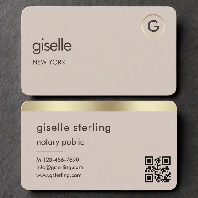Carte De Visite Code QR Or Neutre de Notaire Public (Créateur téléchargé)