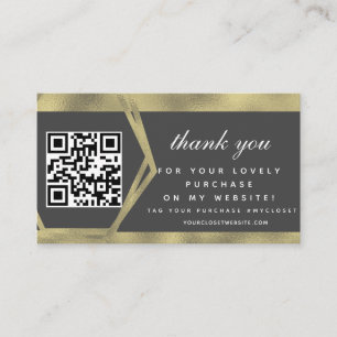 Carte De Visite Code QR Or Remerciement Entreprise de Beauté de Lu