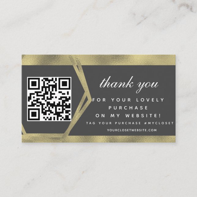 Carte De Visite Code QR Or Remerciement Entreprise de Beauté de Lu (Devant)
