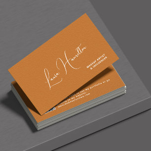 Carte De Visite Code QR orange brûlé influenceuse beauté moderne 