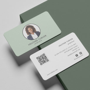 Carte De Visite CODE QR ou logo professionnel photo verte