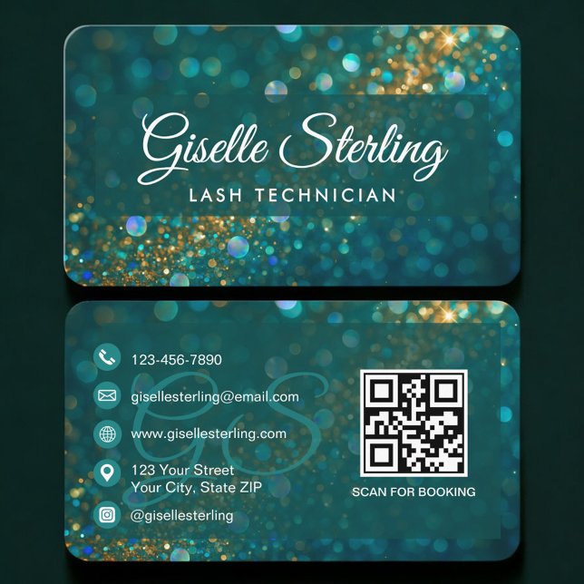Carte De Visite Code QR paillettes Tech Cils (Créateur téléchargé)