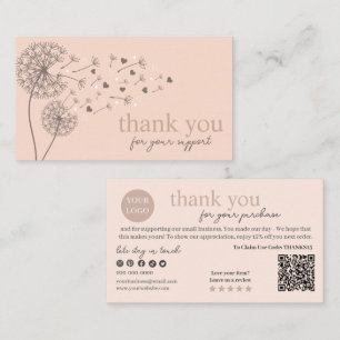 Carte De Visite Code QR Peach Modern Script, Bougie Merci