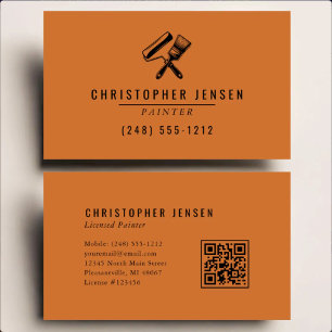 Carte De Visite Code QR Peintre Terracotta Peinture Noir