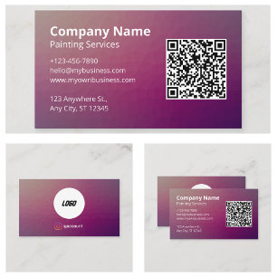 Carte De Visite Code QR Peintre Violet Minimaliste